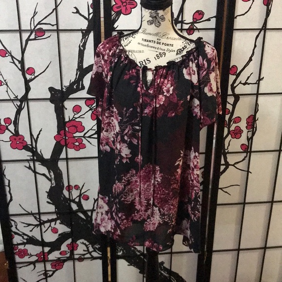 Sami & Jo Plus womens top size 2X blue with pink flowers - Picture 2 of 6